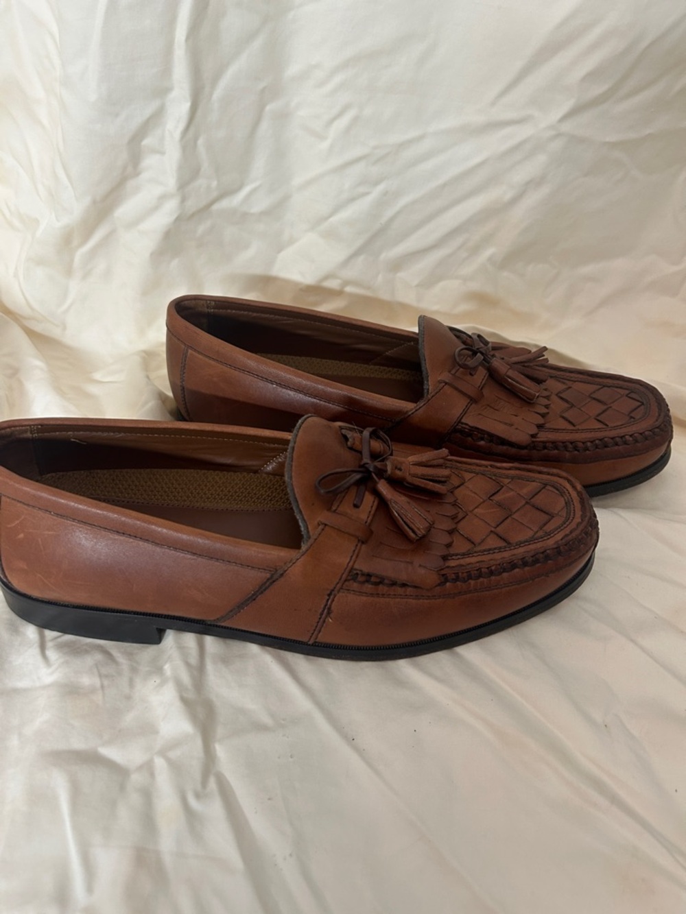 Johnston & Murphy Halsey Brown Leather Tassel Woven Loafer Men's 12M